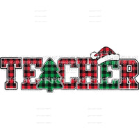 TEACHER buffalo plaid tree santa hat Sublimation transfers Heat Transfer