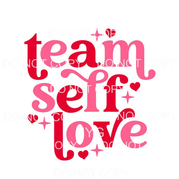 Team Self Love Retro Sparkle Pink Red Valentines Day #2282 