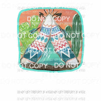 Tee Pee #1 square frame cactus Sublimation transfers Heat Transfer