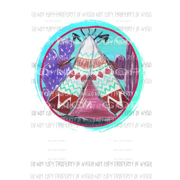Tee Pee #3 circle cactus Sublimation transfers Heat Transfer