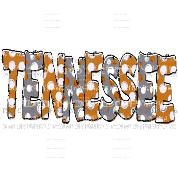 Tennessee Dots word Sublimation transfers Heat Transfer