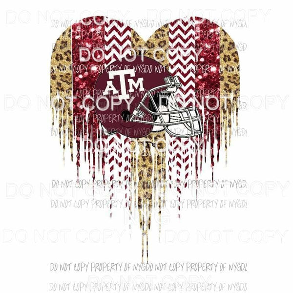 Texas A&M Aggies #2 heart paint palette helmet leopard Sublimation transfers Heat Transfer