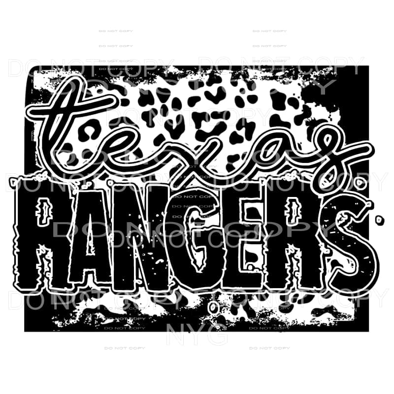 martodesigns - Texas Rangers Baseball Black Leopard