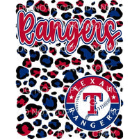 Texas Rangers Baseball Red Blue Leopard Background 