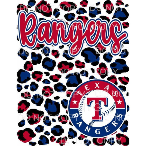 Texas Rangers Baseball Red Blue Leopard Background 