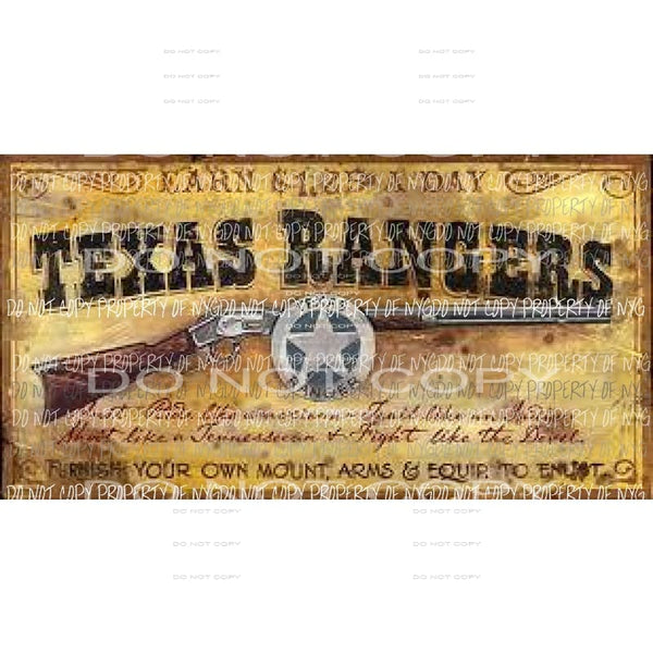 Texas Rangers vintage poster shotgun and badge Sublimation transfers Heat Transfer