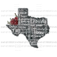 Texas Sayings state outline flower Sublimation transfers Heat Transfer