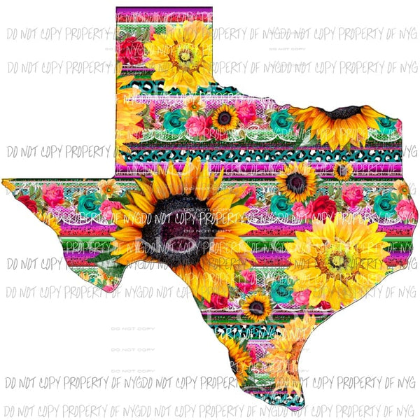 Texas serape sunflower turquoise Sublimation transfers Heat Transfer