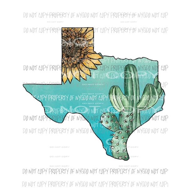 Texas state cactus sunflower Sublimation transfers Heat Transfer