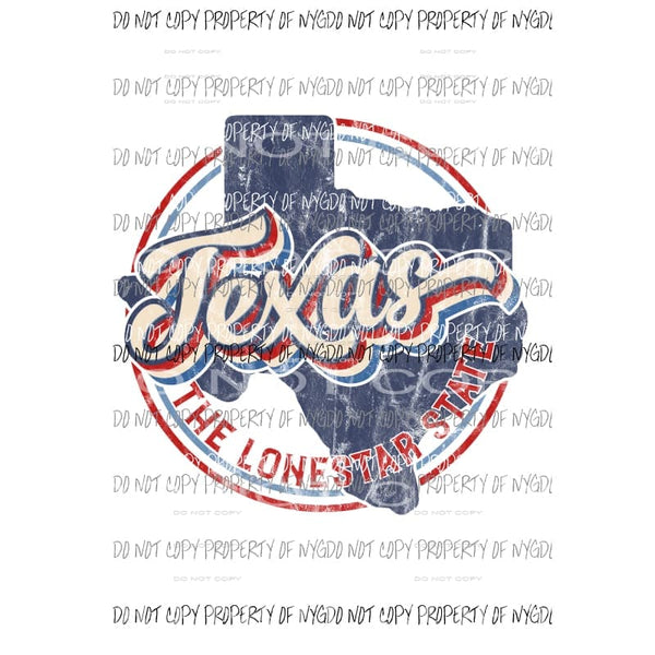 TEXAS state Retro Circle Sublimation transfers Heat Transfer