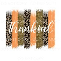 Thankful Leopard Orange Gold Glitter Bursh Strokes #1464 