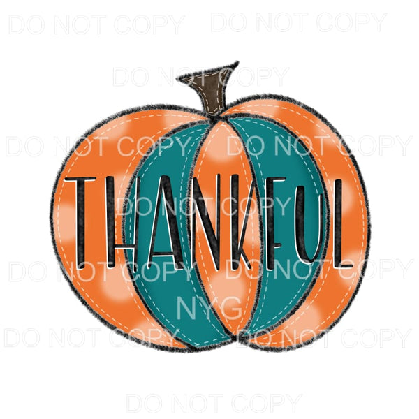Thankful Pumpkin Orange Teal #1461 Sublimation transfers - 