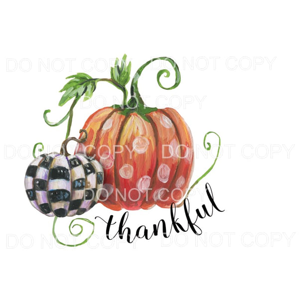 Thankful Pumpkins Orange Polka Dot Checkered Watercolor 