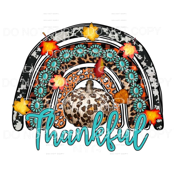 Thankful Rainbow Cow Print Turquoise Leopard Pumpkin 