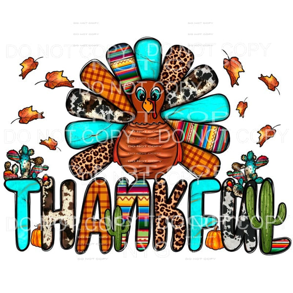 Thankful Turkey Colorful Patterns Fall Colors Leaves #1689 