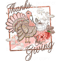 Thanks & Giving Turkey Pumpkins Fall Colors Gold Glitter 