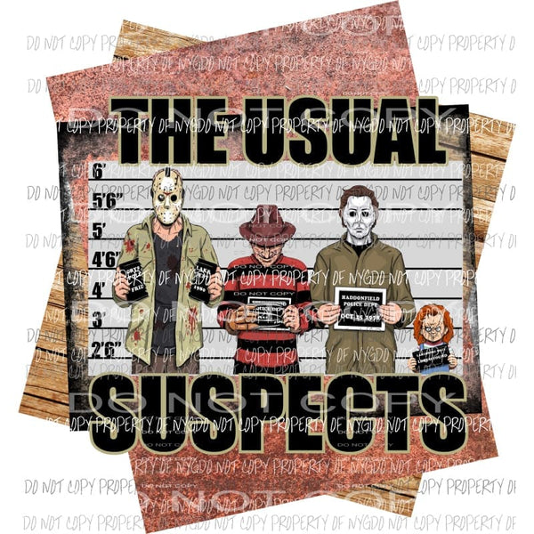The Usual suspects 2 Nightmare Halloween Freddie chucky Sublimation transfers Heat Transfer