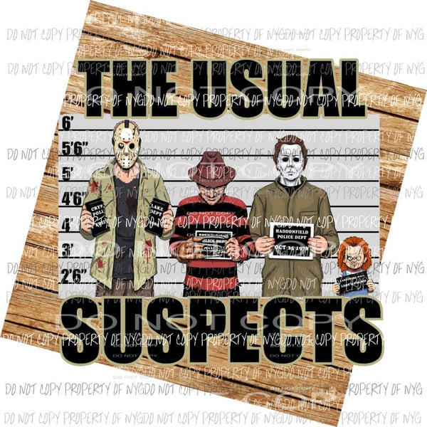 The Usual suspects 3 Nightmare Halloween Freddie chucky Sublimation transfers Heat Transfer