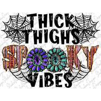 Thick Thighs Spooky Vibes Turquoise Western Spiders Web #239