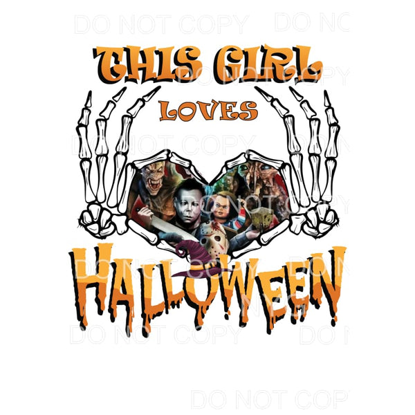 This Girl Loves Halloween Skeleton Hands Witches Hat Horror 