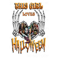 This Girl Loves Halloween Witch Hat Skeleton Hands Horror 