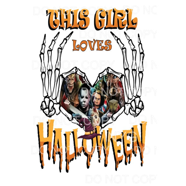 This Girl Loves Halloween Witch Hat Skeleton Hands Horror 