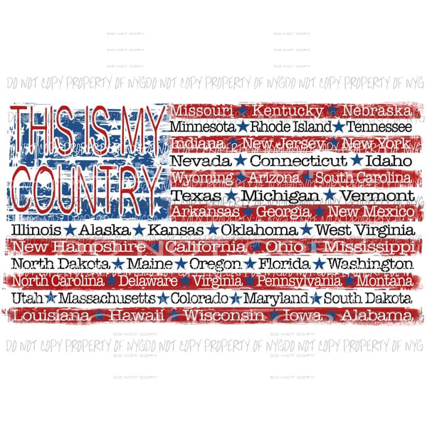 This is my country USA flag states Sublimation transfers Heat Transfer