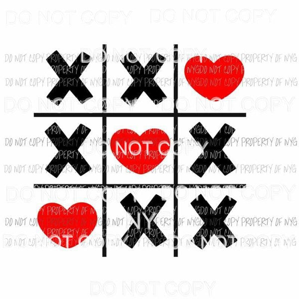 Tic Tac Toe Valentines red hearts Sublimation transfers Heat Transfer