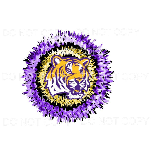 Tiger Purple Gold Tie Dye Burst #1588 Sublimation transfers 