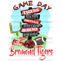 TIGERS GAME DAY CUSTOM RED WHITE SCHOOL DESIGNS You must order 10 FOOTBALL TEAM Sublimation transfers Heat Transfer