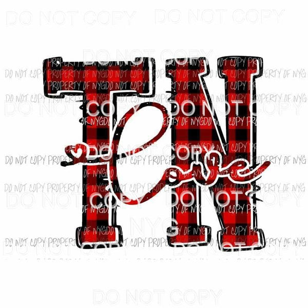 TN Love red plaid Tennessee Sublimation transfers Heat Transfer