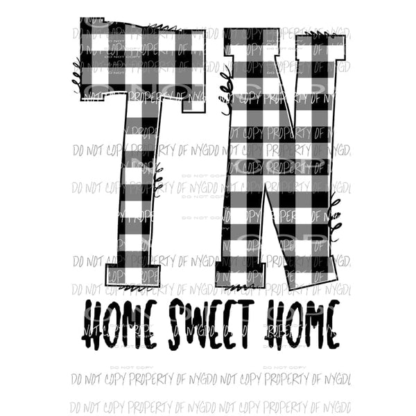 TN Tennessee BLACK Plaid HSH Sublimation transfers Heat Transfer