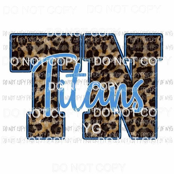 TN Titans leopard letters blue Tennessee Sublimation transfers Heat Transfer