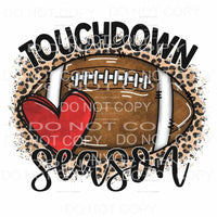 Touchdown Season Football Red Heart Leopard Background 