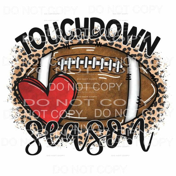 Touchdown Season Football Red Heart Leopard Background 
