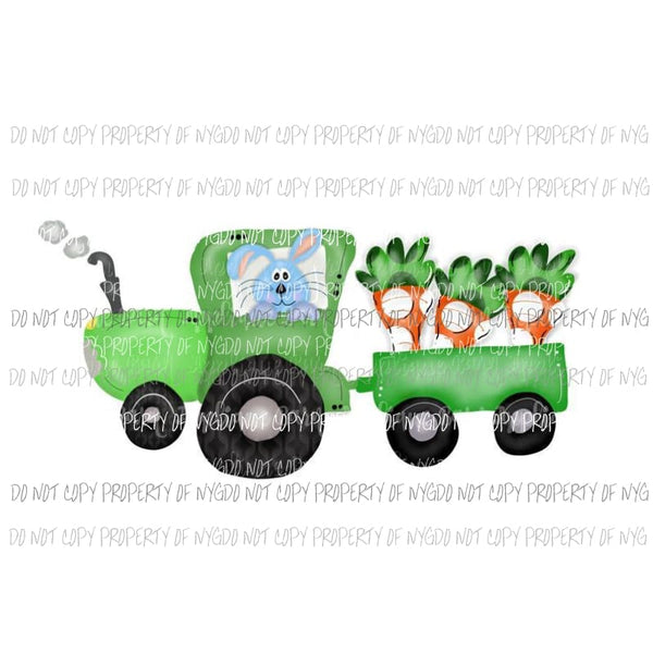 Tractor Blue Bunny Sublimation transfers Heat Transfer