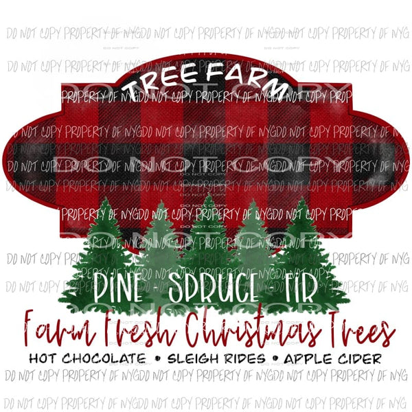 Tree Farm blank red buffalo plaid trees Sublimation transfers Heat Transfer