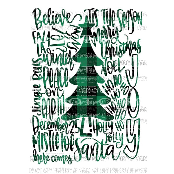Tree Type Christmas Plaid Green Sublimation transfers Heat Transfer