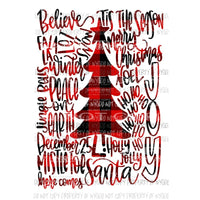 Tree Type Christmas Plaid red Sublimation transfers Heat Transfer