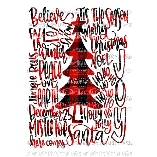 Tree Type Christmas Plaid red Sublimation transfers Heat Transfer