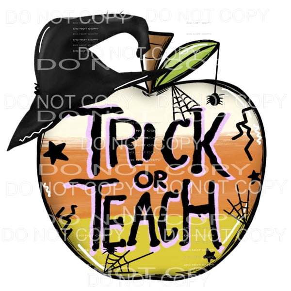 Trick Or Teach Halloween Apple Witch Hat #1699 Sublimation 