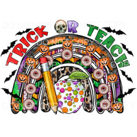 Trick Or Teach Halloween Rainbow Pumpkins Eye Balls Leopard 
