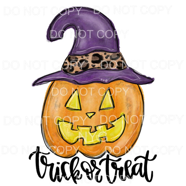 Trick Or Treat Jack O Lantern Purple Leopard Witch Hat #1324
