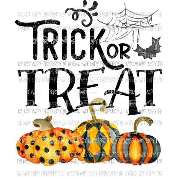 Trick or Treat pumpkin trio spider web bat Sublimation transfers Heat Transfer