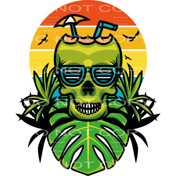 tropical skull #6734 Sublimation transfers - Heat Transfer