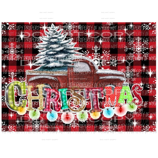 Truck Christmas lights Plaid #3 Sublimation transfers Heat Transfer