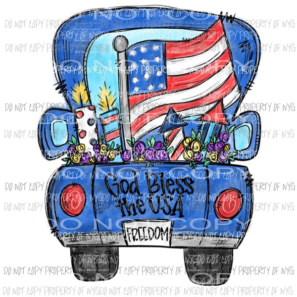 Truck God Bless America USA # 8 Sublimation transfers USA america 4th of july memorial day labor Heat Transfer