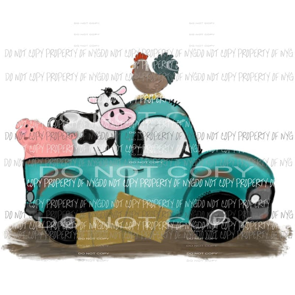 Truck with farm animals Sublimation transfers Heat Transfer