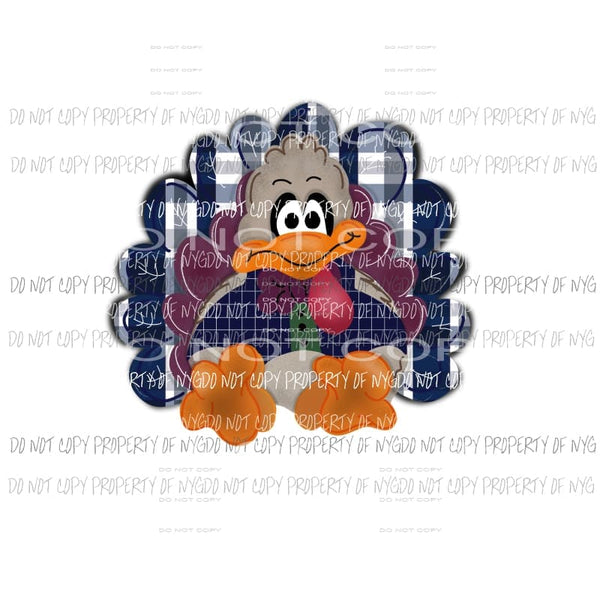 Turkey blue plaid background Thanksgiving Sublimation transfers Heat Transfer