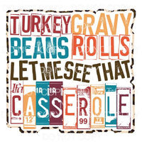 Turkey Gravy Casserole Sublimation transfers - Heat Transfer